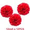 Red Tissue Paper Pom Poms, 12in Paper Flower Balls Hanging Party Decorations, Pack of 12